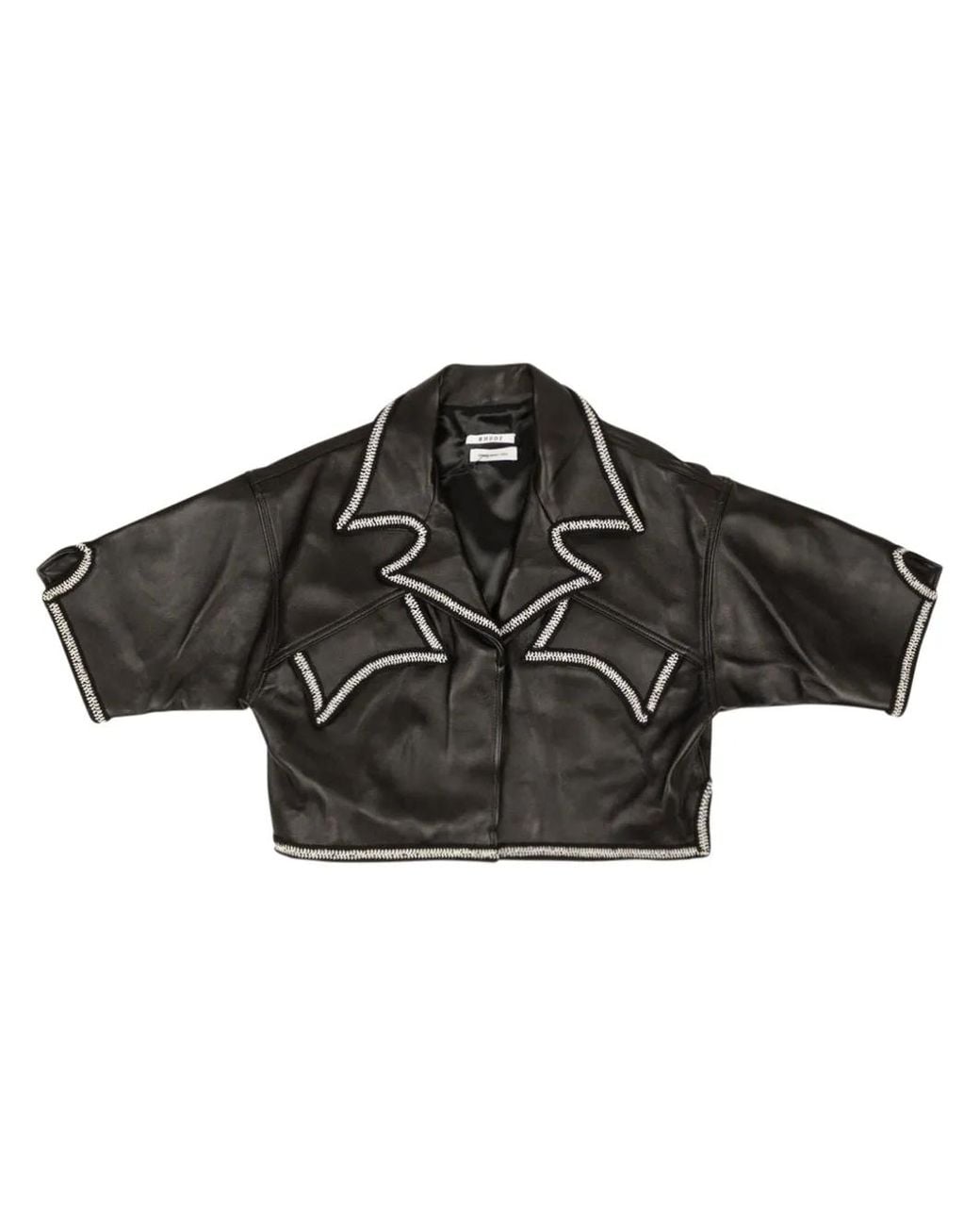 Rhude Black Lace-Trim Leather Shirt