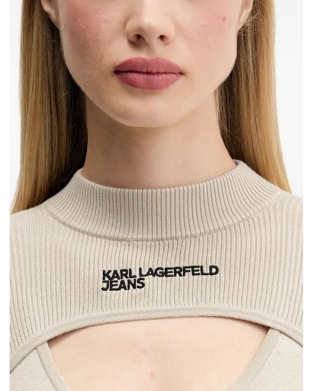 Karl Lagerfeld White Long-Sleeve Cut-Out Mini Dress