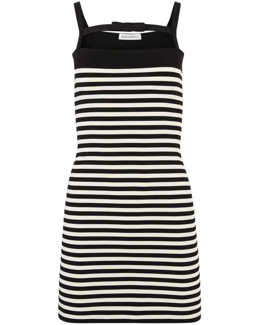 Nina Ricci Black Stripe-Pattern Mini Dress