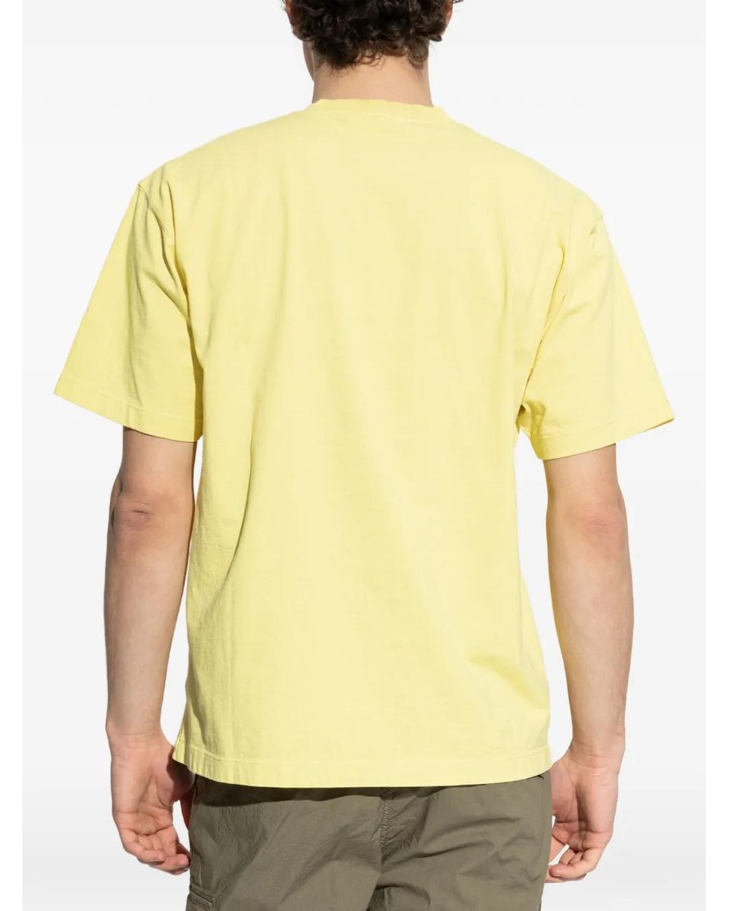 Stone Island Yellow 2100030 Combed Organic Cotton Jersey Compass T-Shirt for men