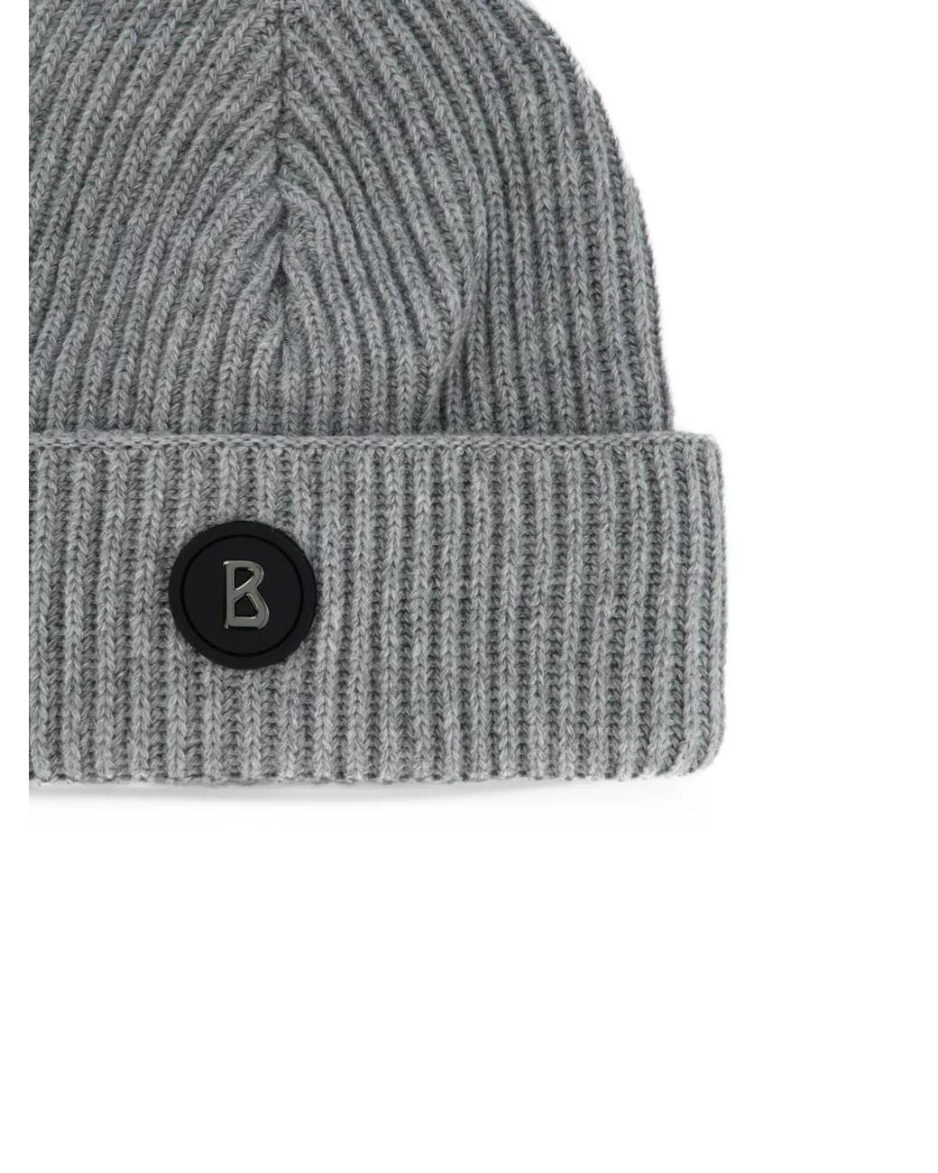 Bogner Gray Gustav's Ribbed-Knit Beanie Hat for men