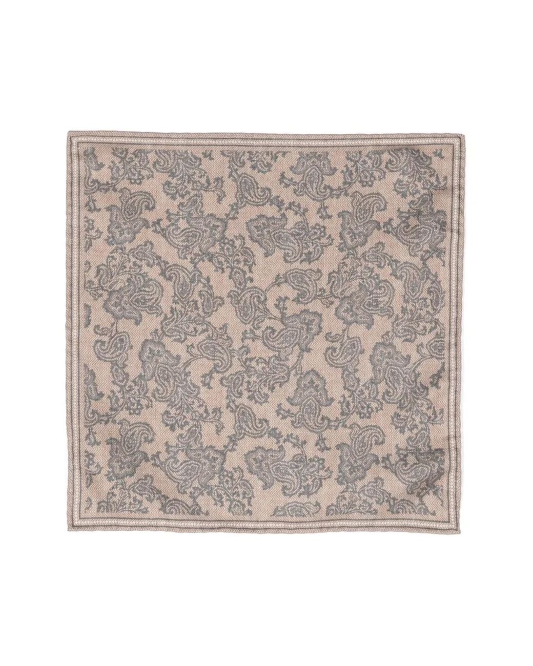 Brunello Cucinelli Brown Paisley-Print Silk Scarf for men