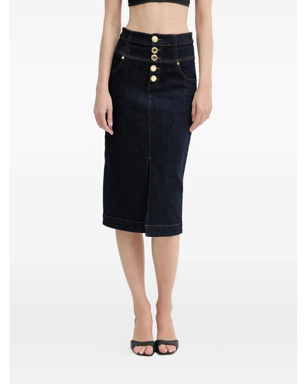 MARCIANO BY GUESS Black Denim Midi Skirt