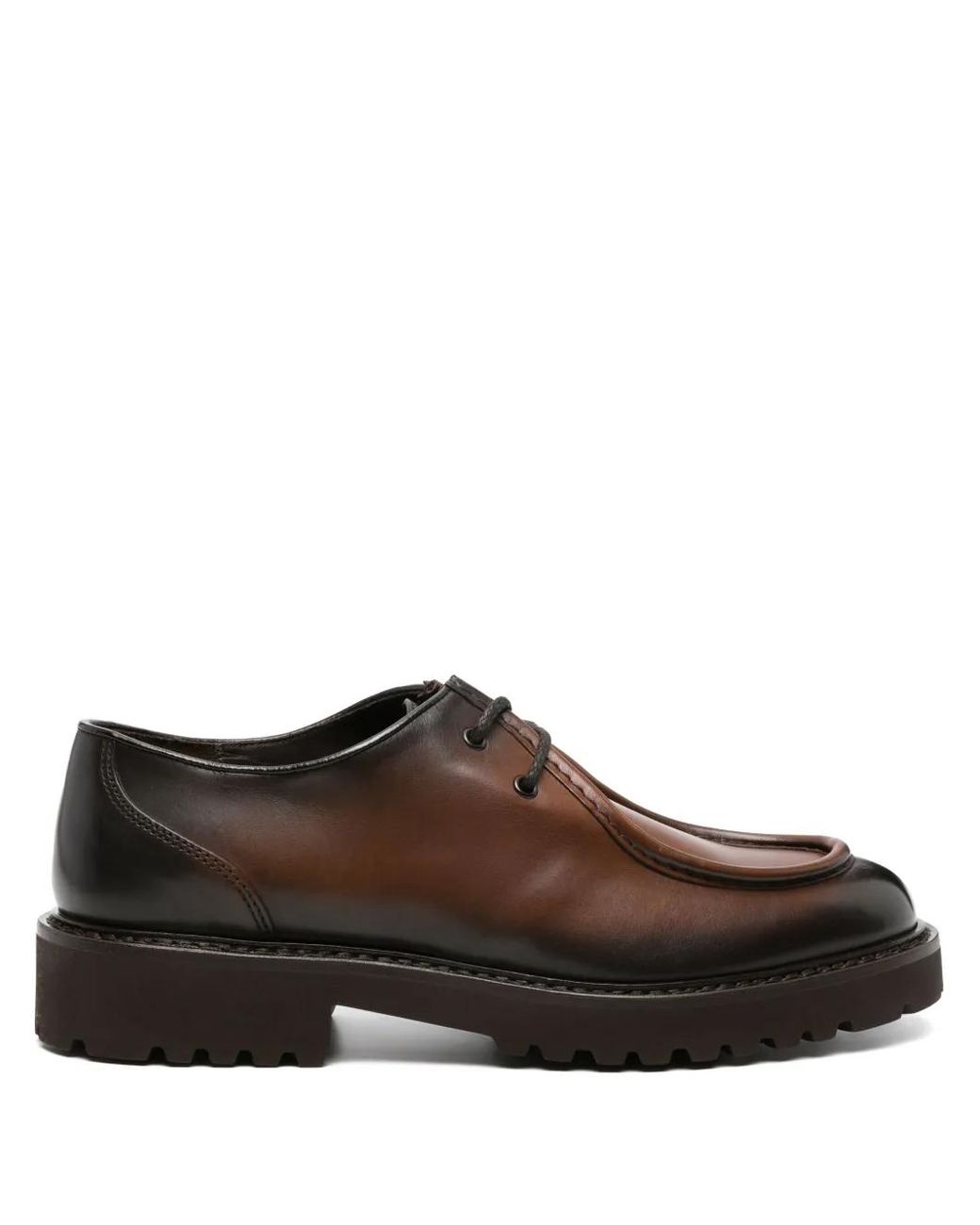 Doucal's Brown Ombré-Effect Leather Boat Shoes for men