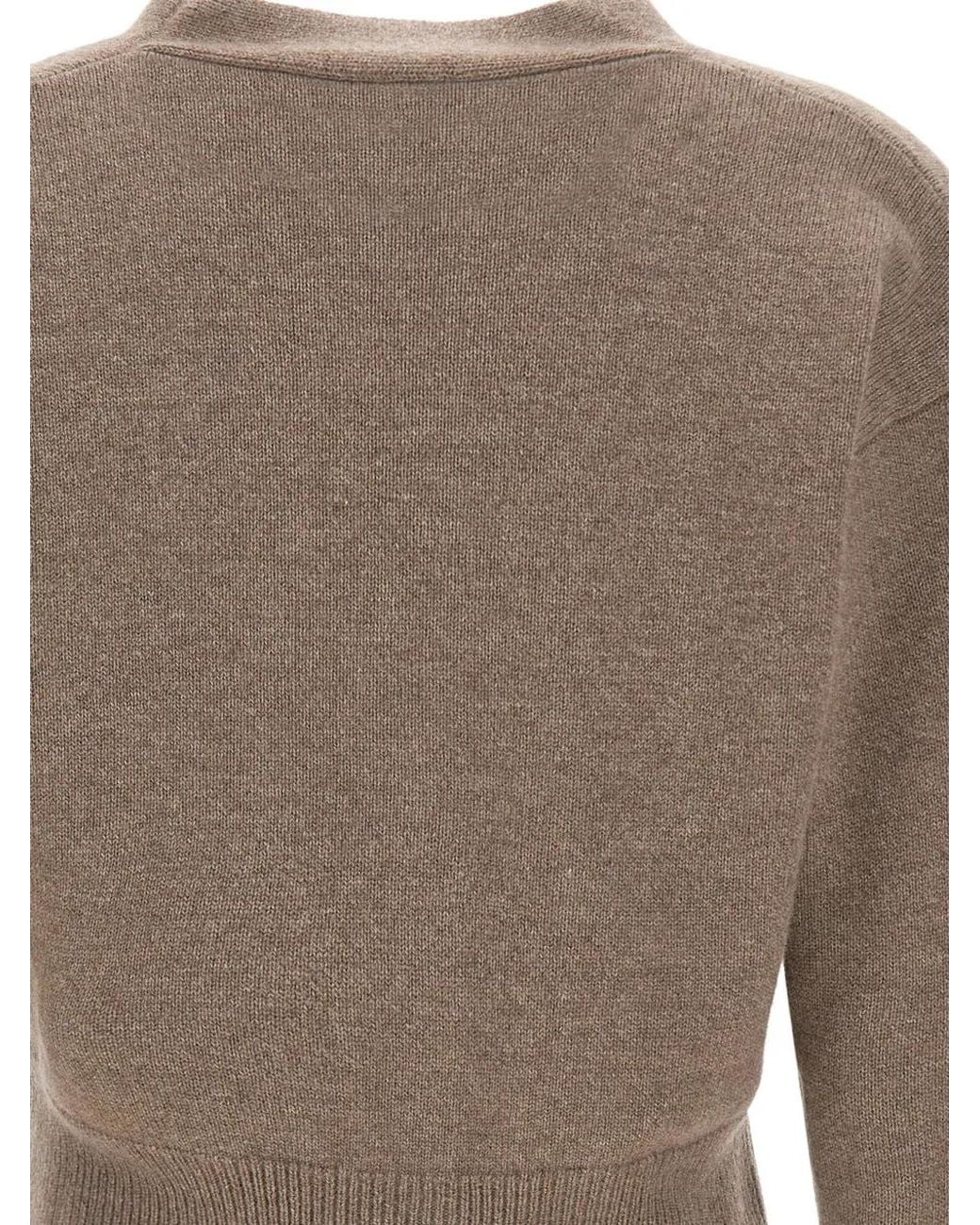 Kangra Brown V-Neck Cropped Cardigan