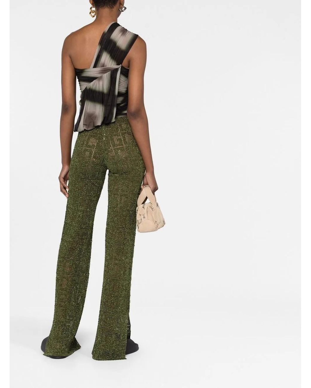 Gcds Green Logo-Print High Waist Trousers