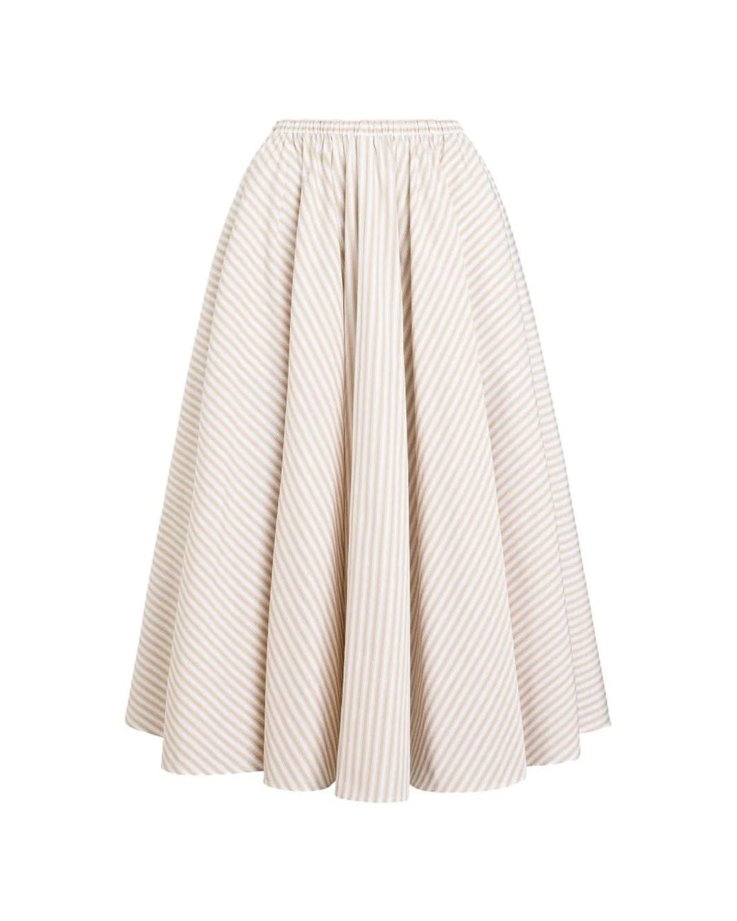 Patou Natural Elasticated-Waist Striped Midi Skirt