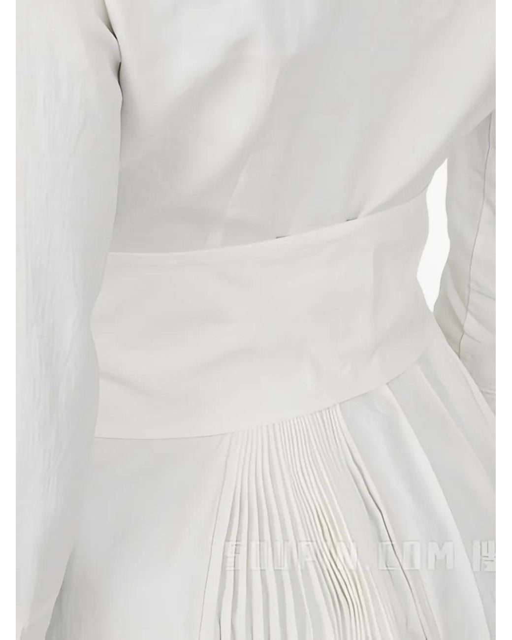Ferragamo White Belted Wrap Midi Dress