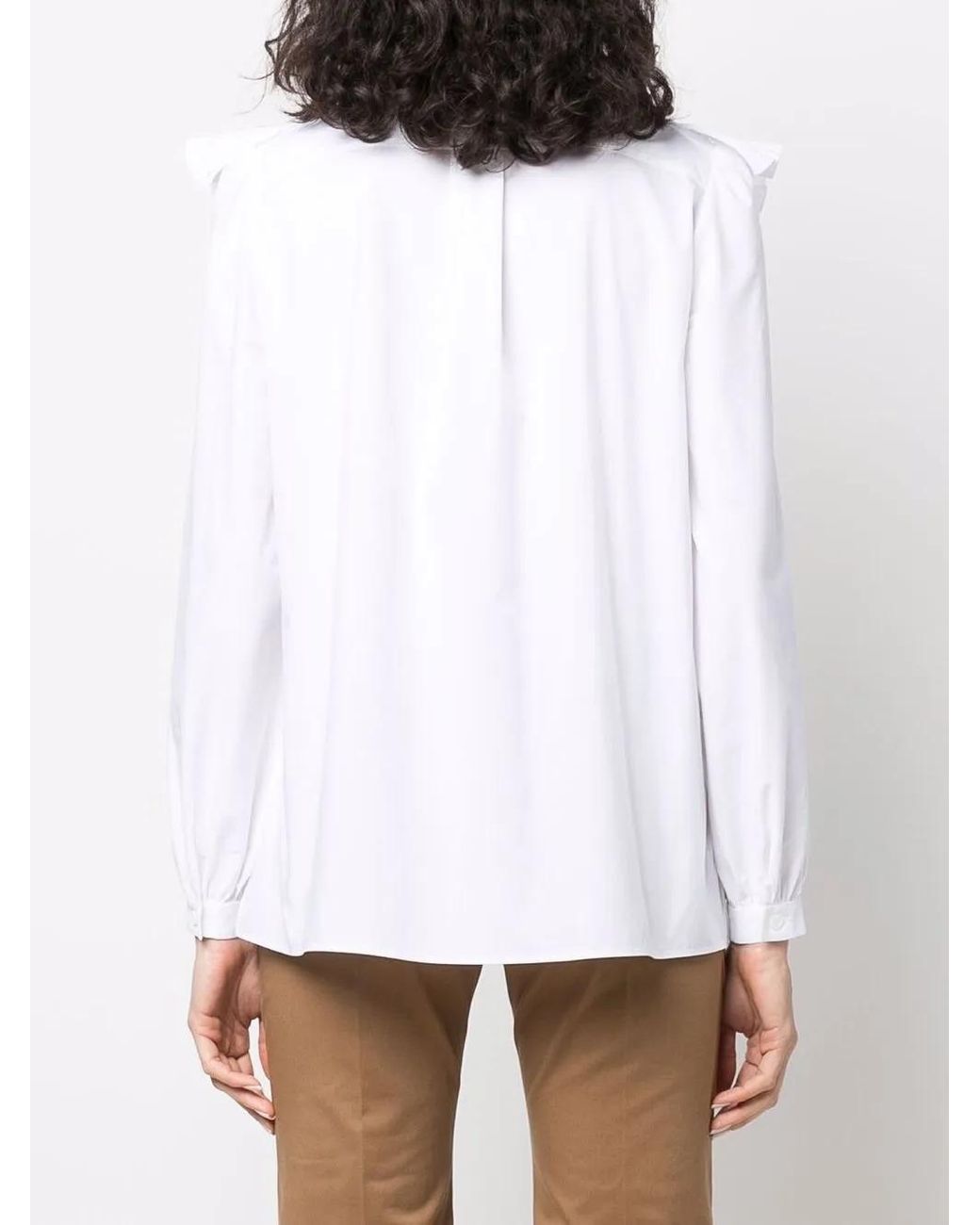 Alberta Ferretti White Ruffle Lace Shirt