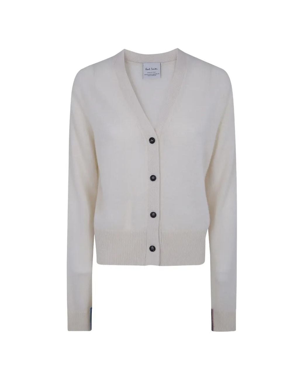Paul Smith Gray Cream Cashmere 'Signature Stripe' Cardigan