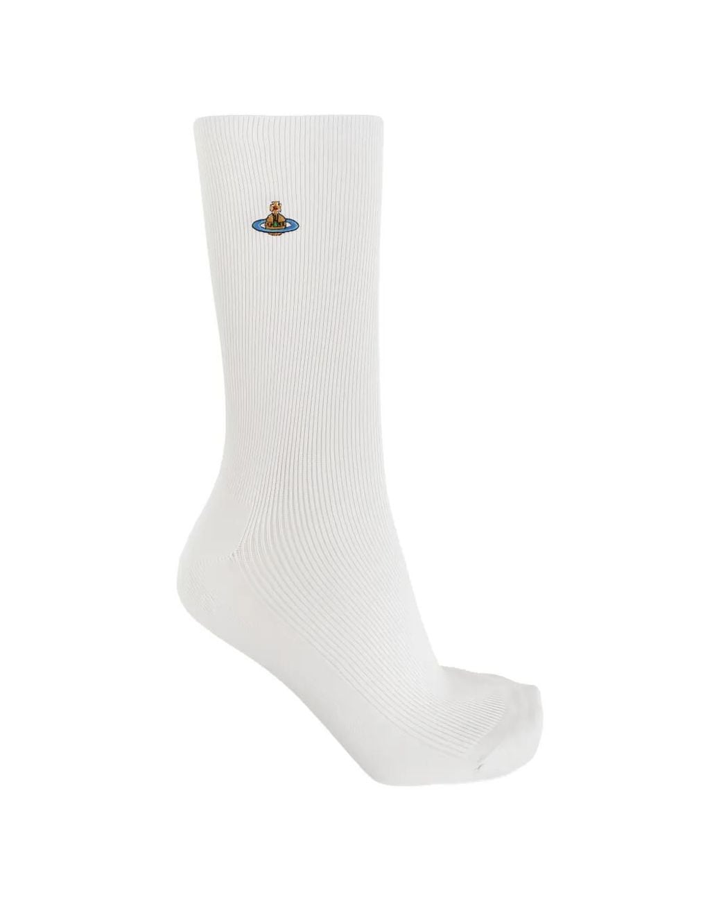 Vivienne Westwood White Orb-Embroidered Ribbed Socks