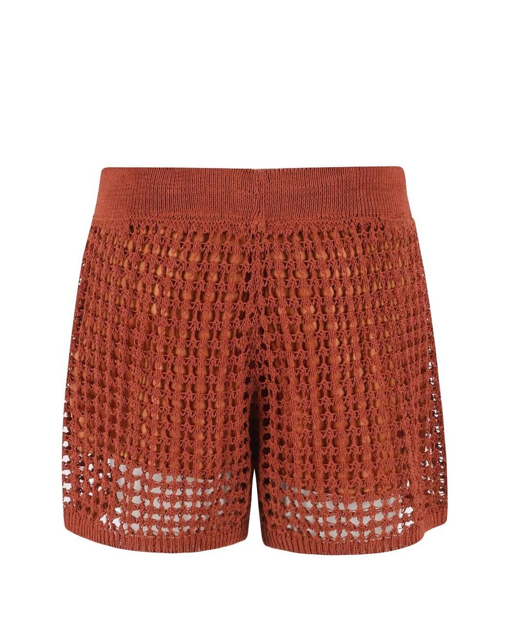 Roberto Collina Red Open-Knit Drawstring Shorts