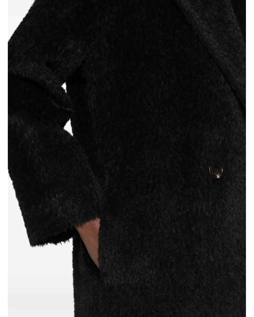 Max Mara Black Turbano Double-Breasted Teddy Coat