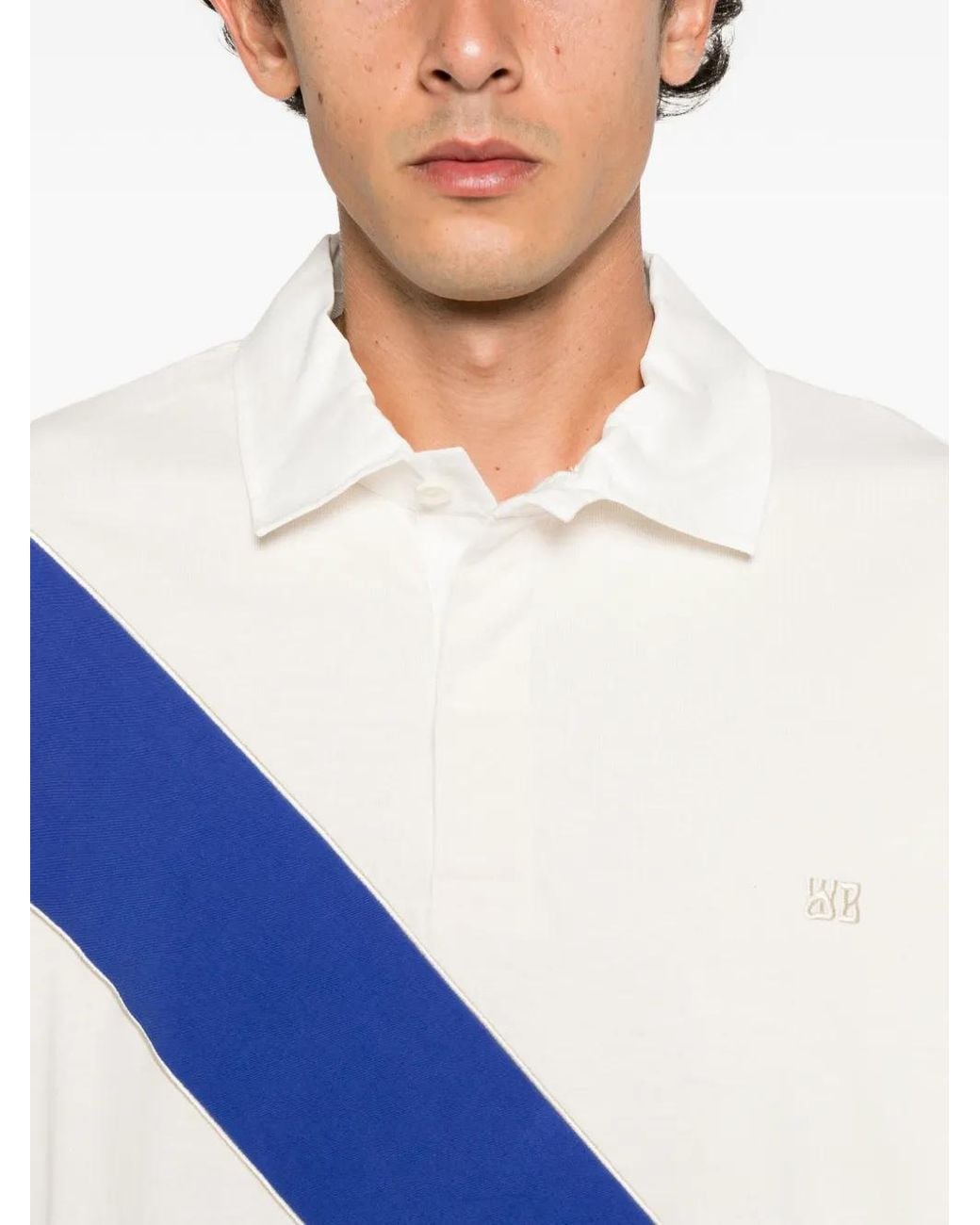 Wales Bonner Blue Prism Diagonal-Stripe Polo Shirt for men