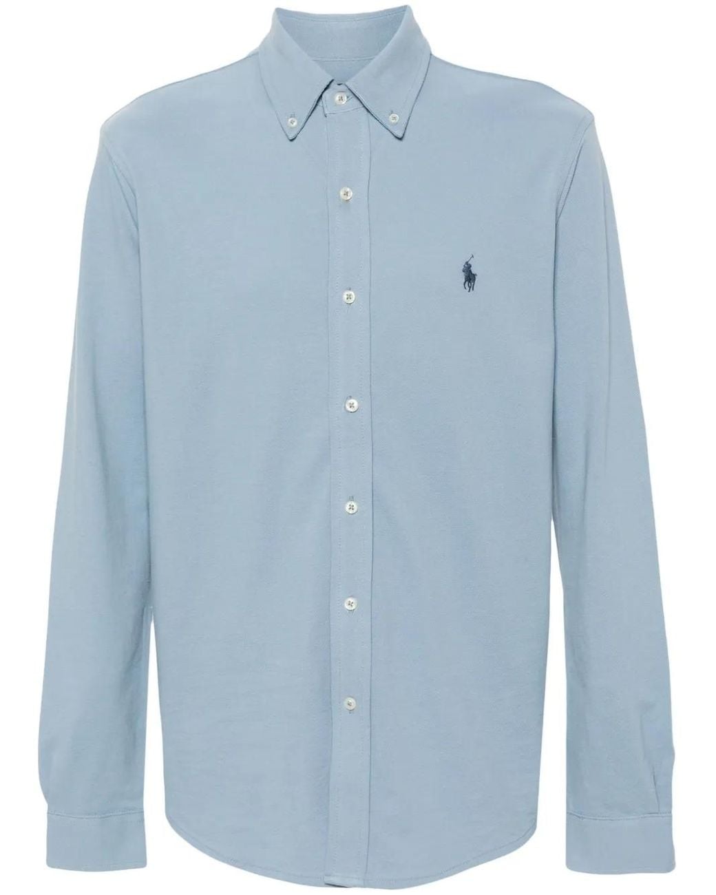 Polo Ralph Lauren Blue Polo Pony-Embroidered Cotton Shirt for men