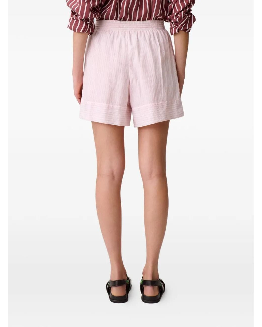 Claudie Pierlot Pink Striped Drawstring Shorts