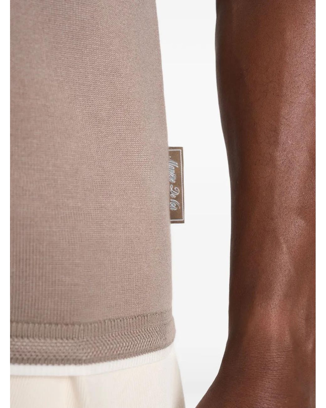 Manière De Voir Brown Wyatt Contrast Knit T-Shirt for men