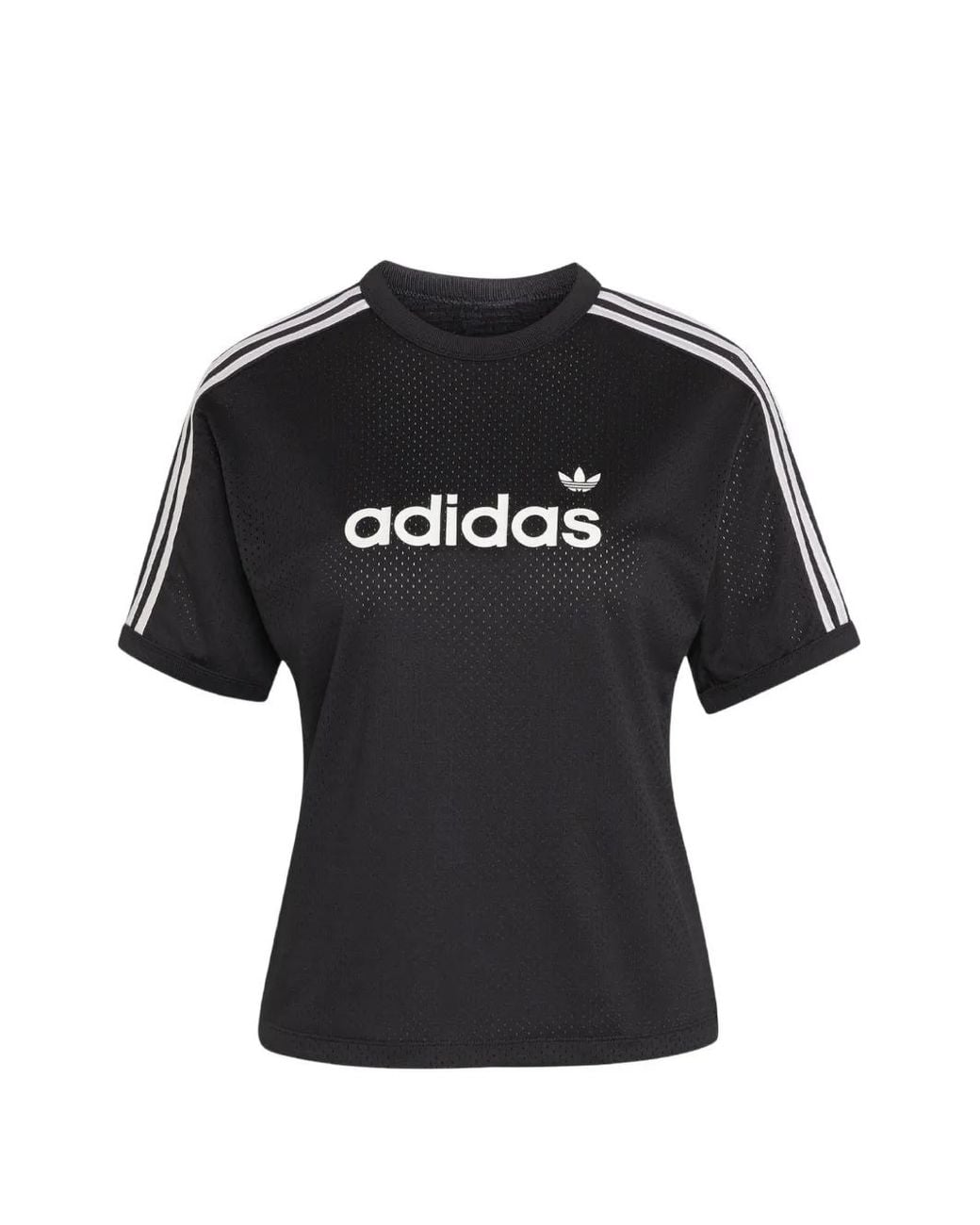 Adidas Black Logo-Print Mesh T-Shirt
