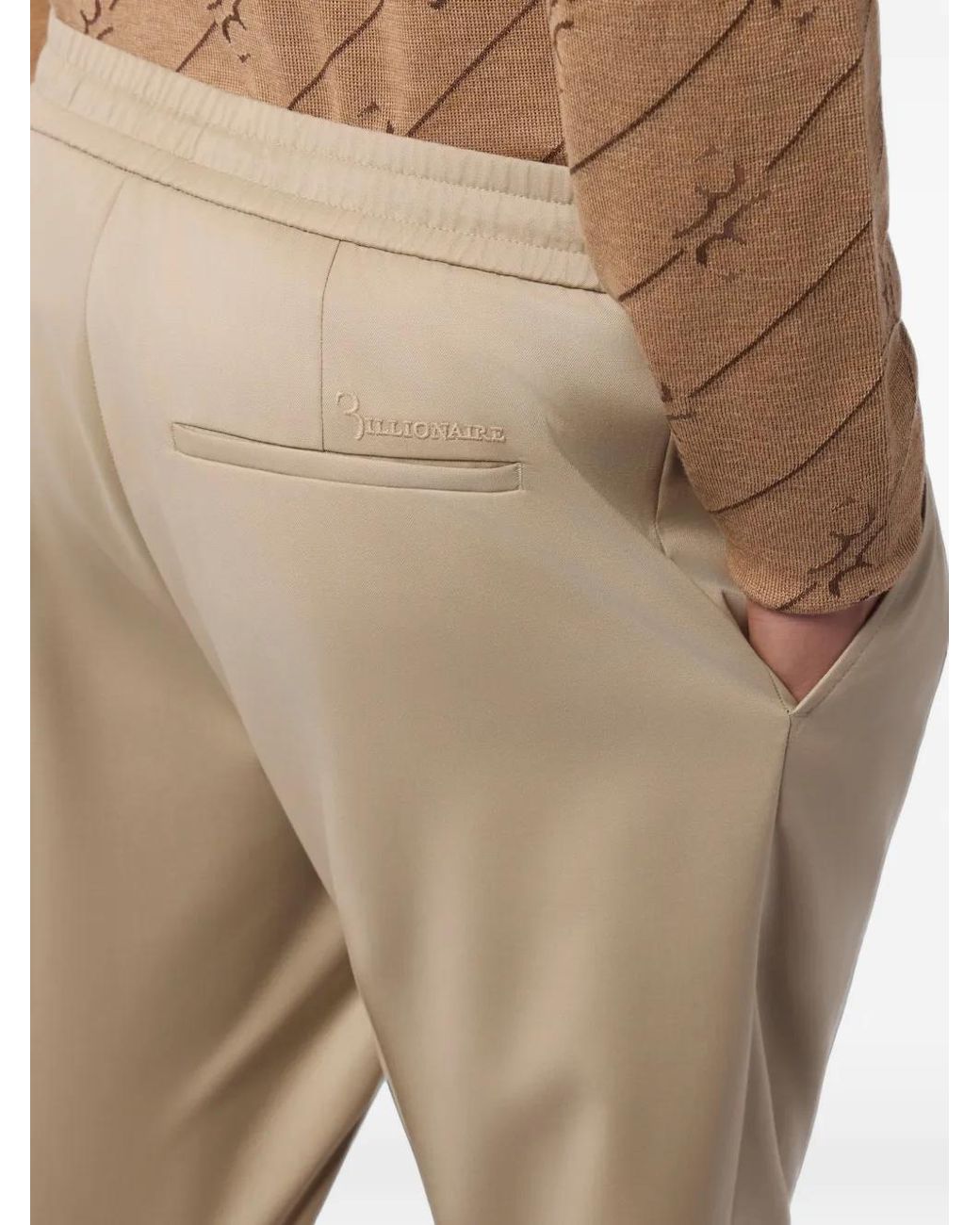 Billionaire Natural Drawstring-Waistband Trousers for men