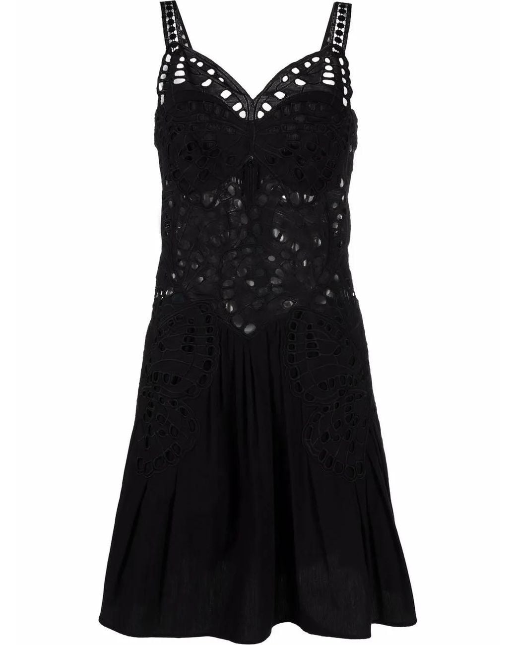 Alberta Ferretti Black Lace Style Cut Out Dress
