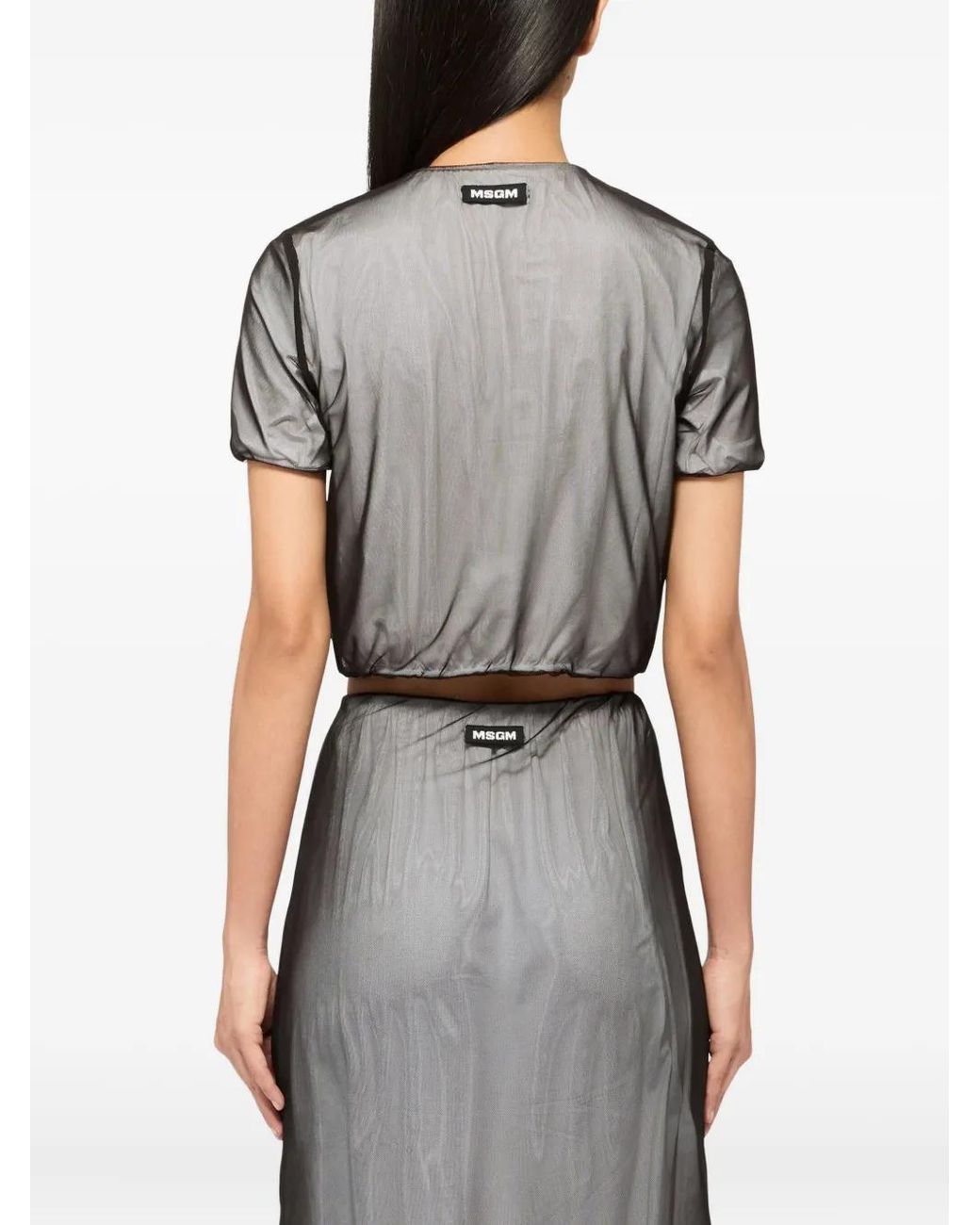 MSGM Gray Short-Sleeve T-Shirt