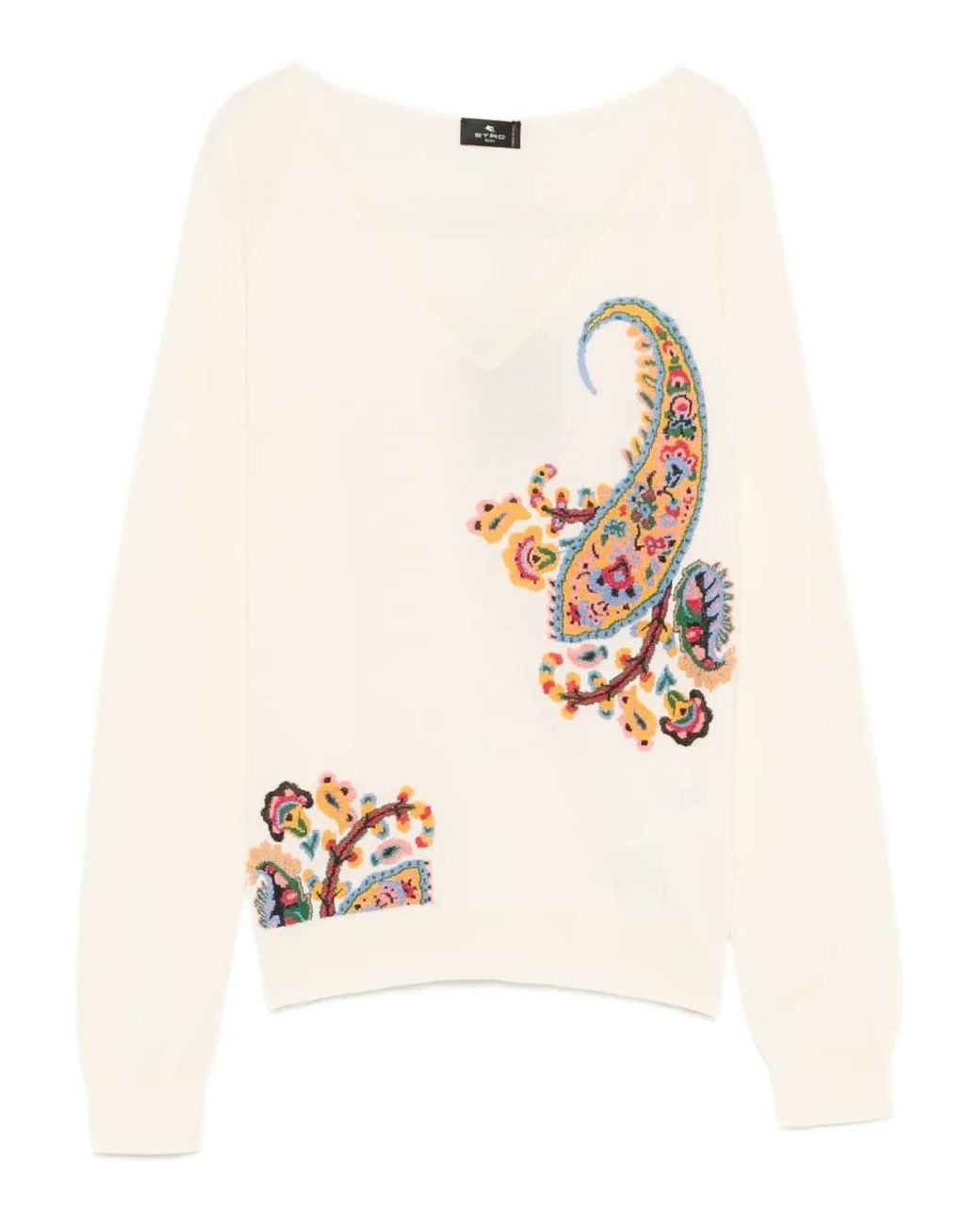 Etro Natural Cotton-Blend Jacquard Sweater With Inlays