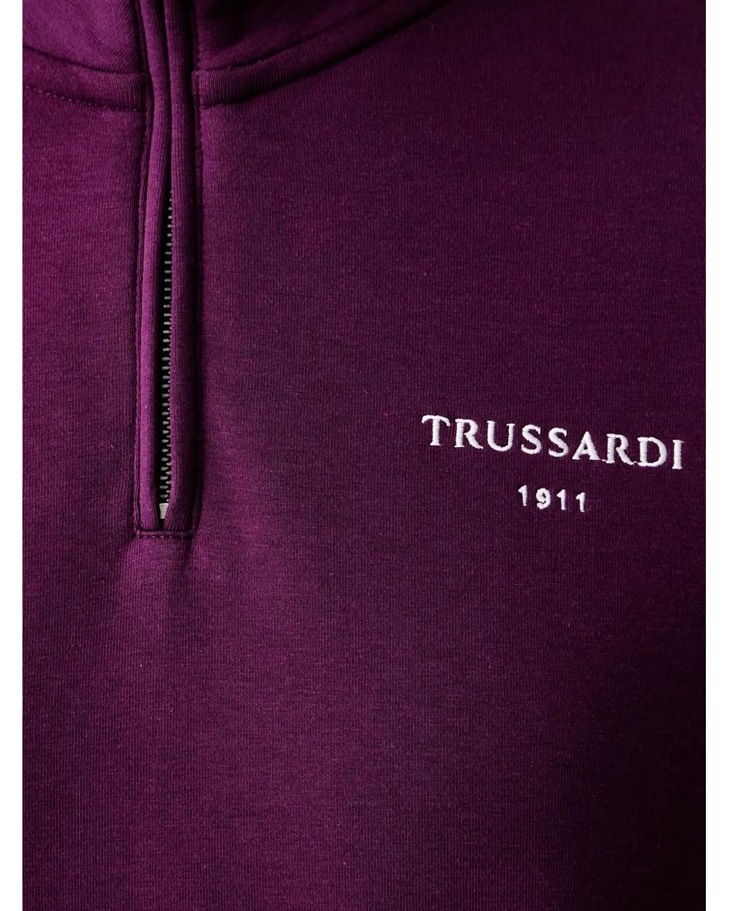 Trussardi Purple Logo-Print Quarter-Zip Sweatshirt