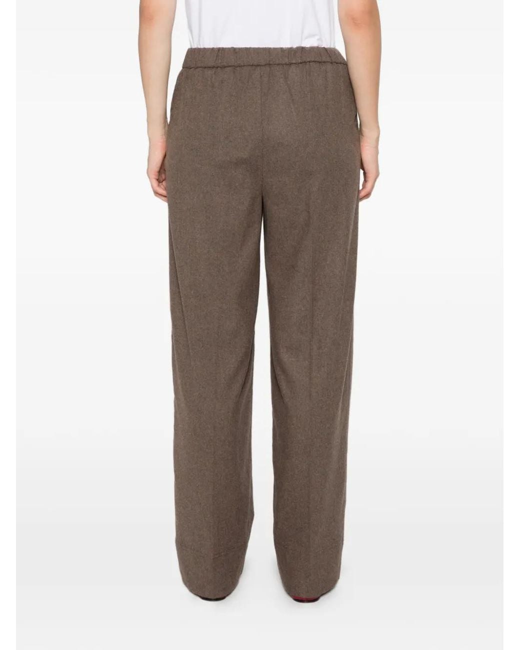 Emme Brown Pressed-Crease Wide-Leg Trousers