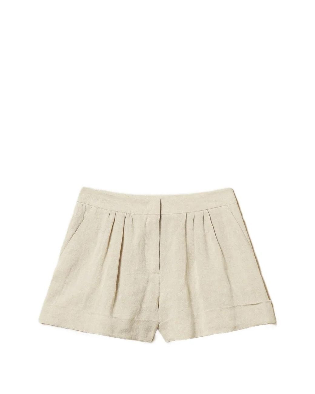 Twinset Natural Linen Shorts With Lurex