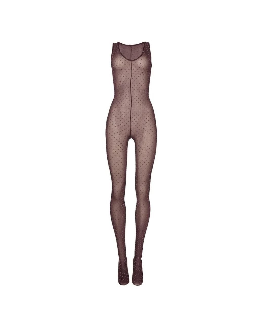 Wolford Brown Shimmering Dot-Pattern Catsuit