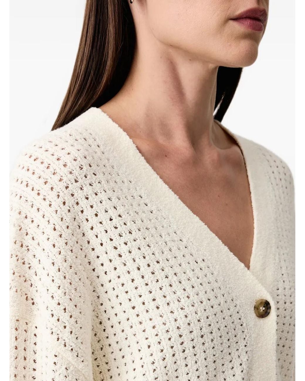 Marc O' Polo White Pointelle-Knit Cardigan