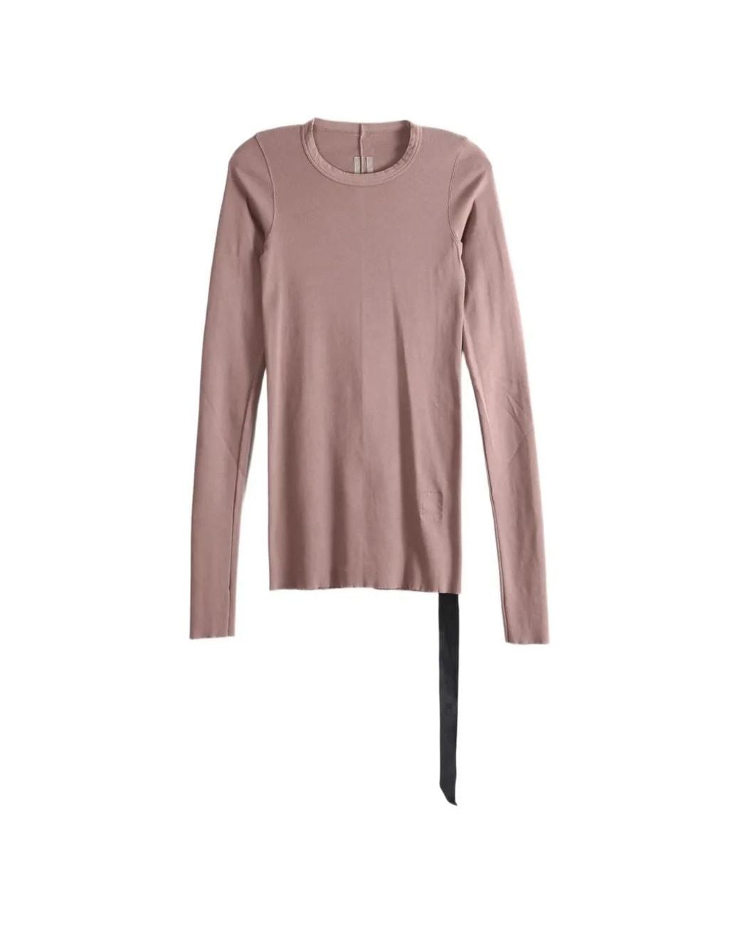 Rick Owens Pink T-Shirt En Maille Nervurée À Manches Longues