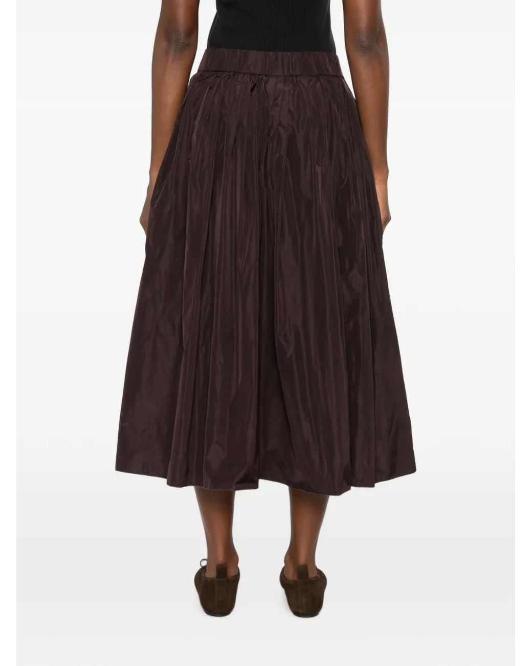 Susanne Bommer Purple Gathered Pleated Midi Skirt