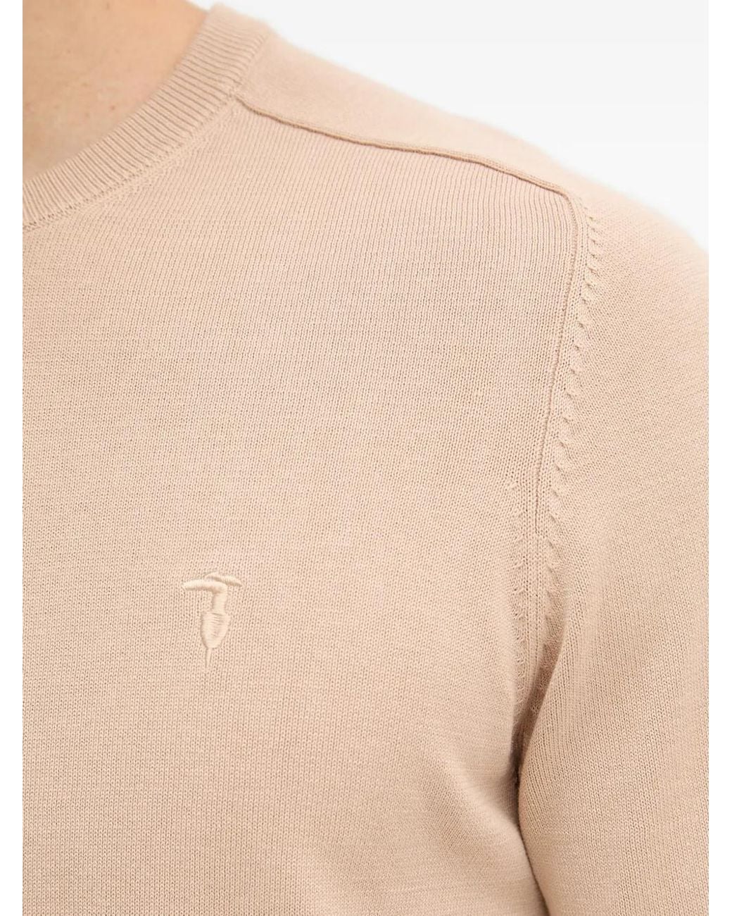 Trussardi Natural Logo-Embroidered Crew-Neck Sweater for men