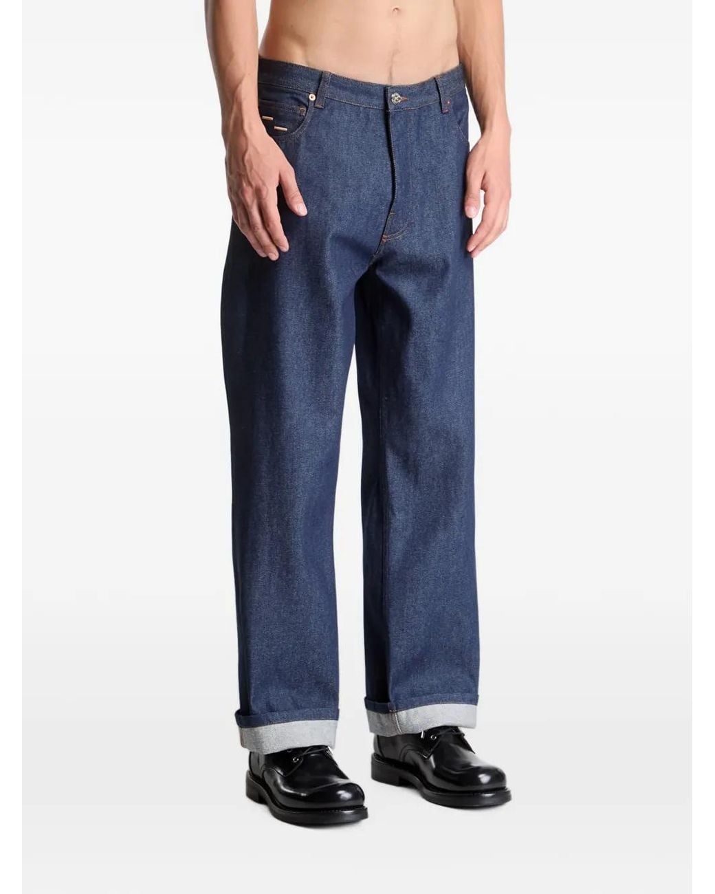 Filling Pieces Blue Raw-Denim Straight-Leg Jeans for men