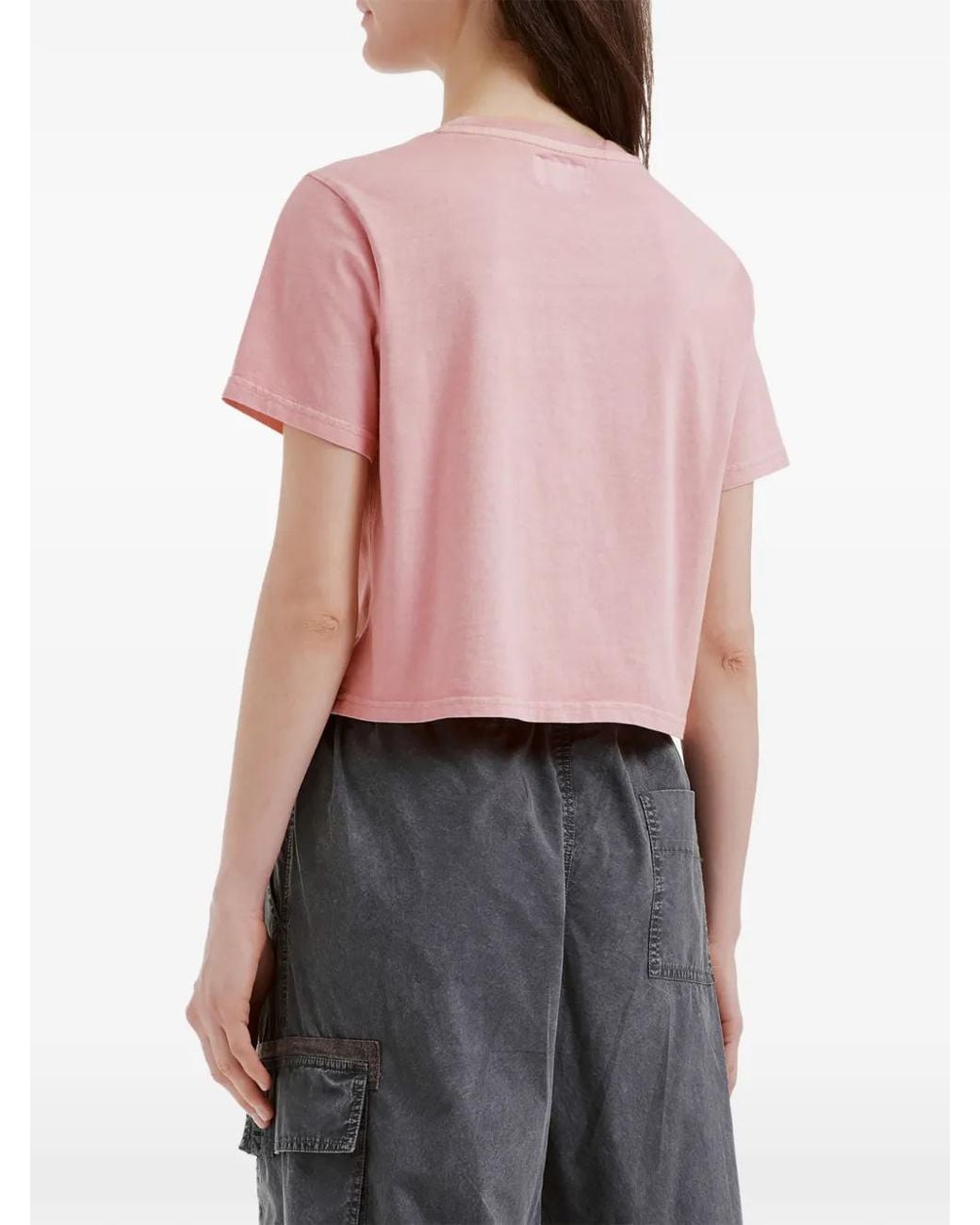 Izzue Pink Embroidered Cropped T-Shirt