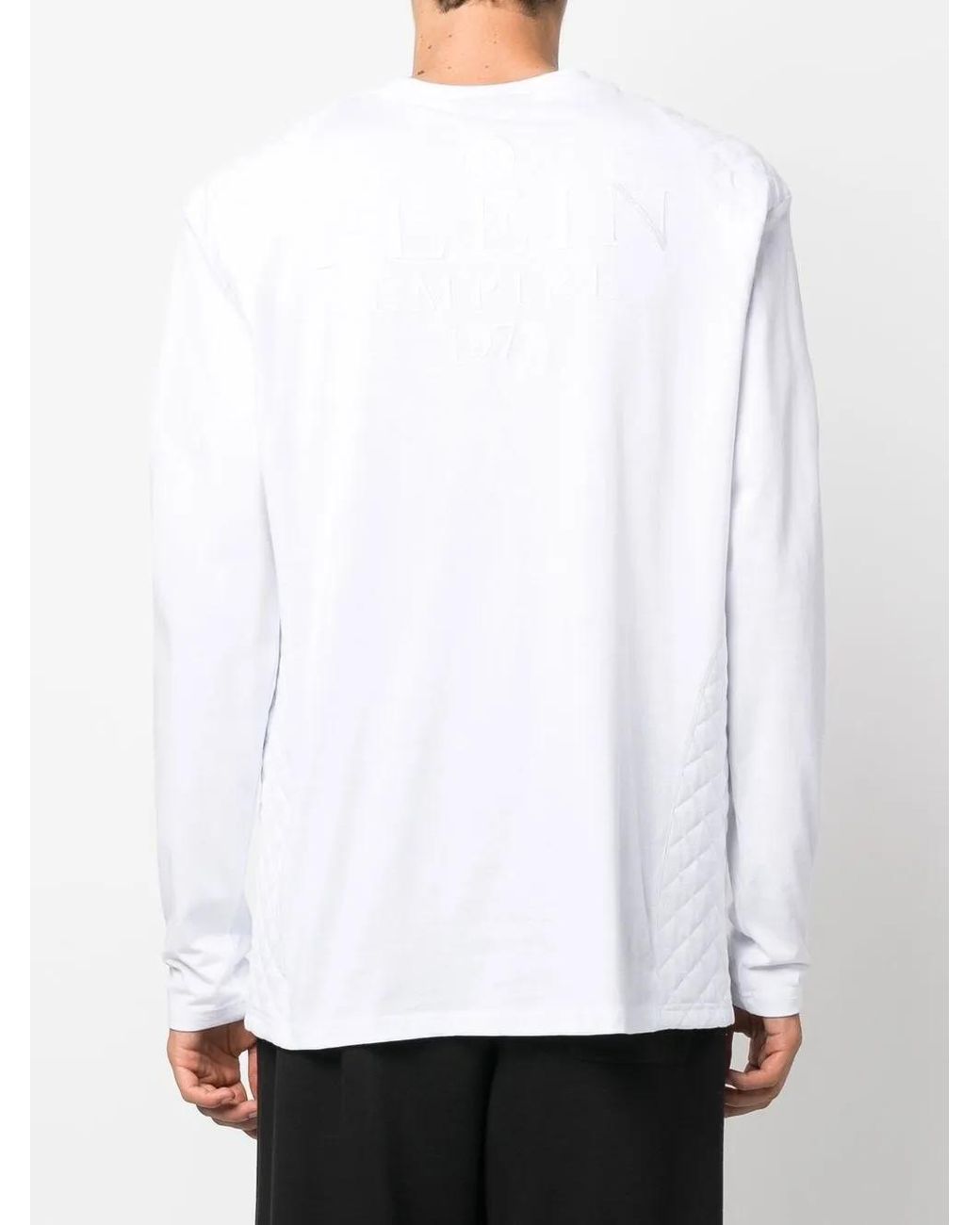 Philipp Plein White Logo Print Long-Sleeve T-Shirt for men