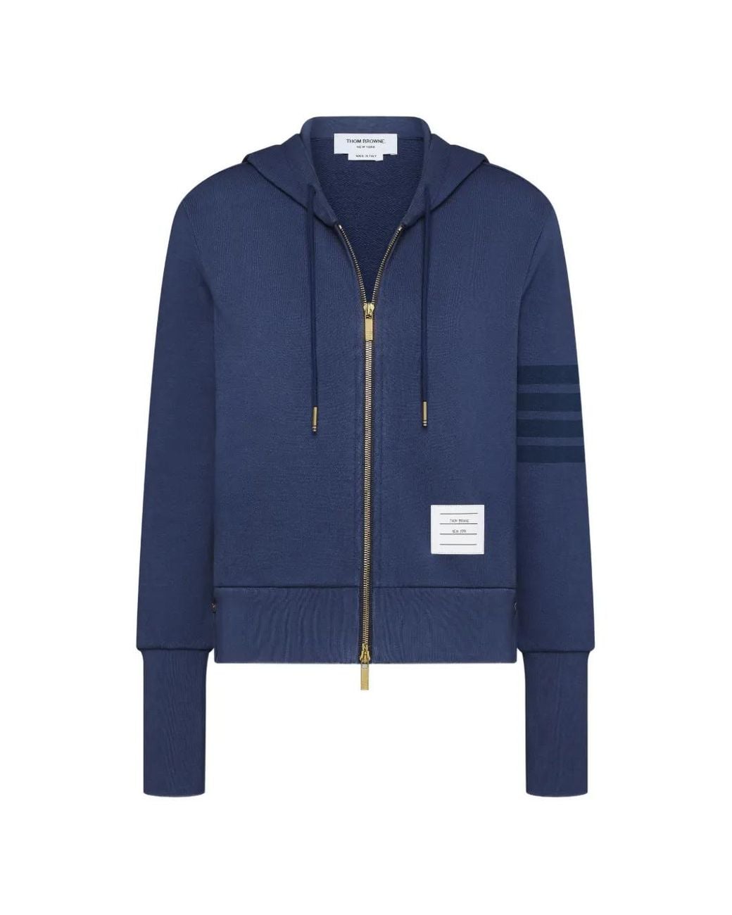 Thom Browne Blue Loopback 4-Bar Shrunken Hoodie