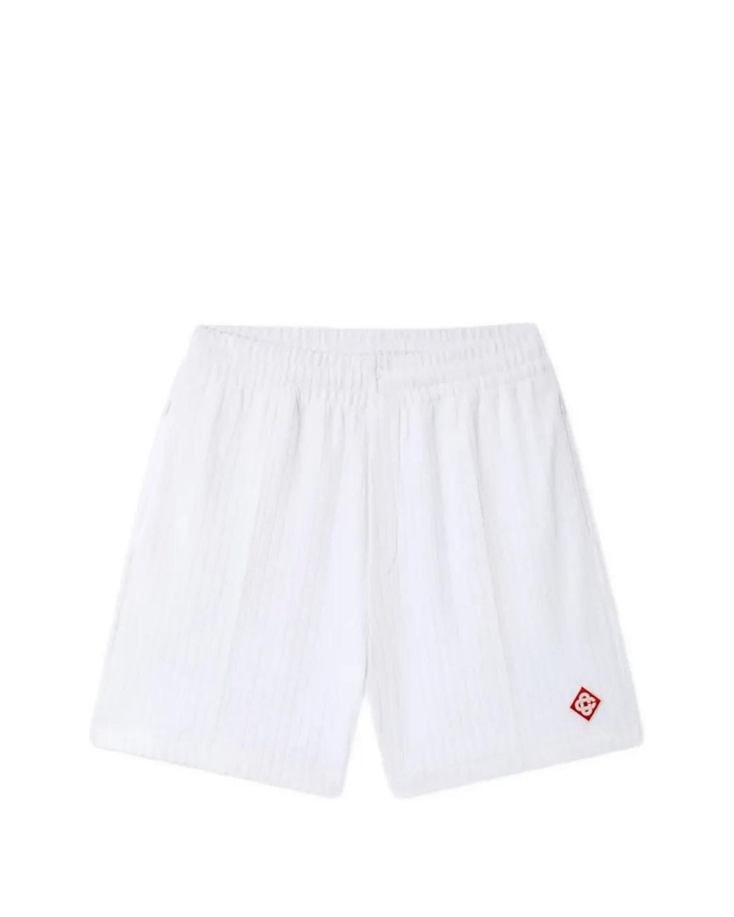 Casablanca White Logo-Patch Ribbed Shorts for men