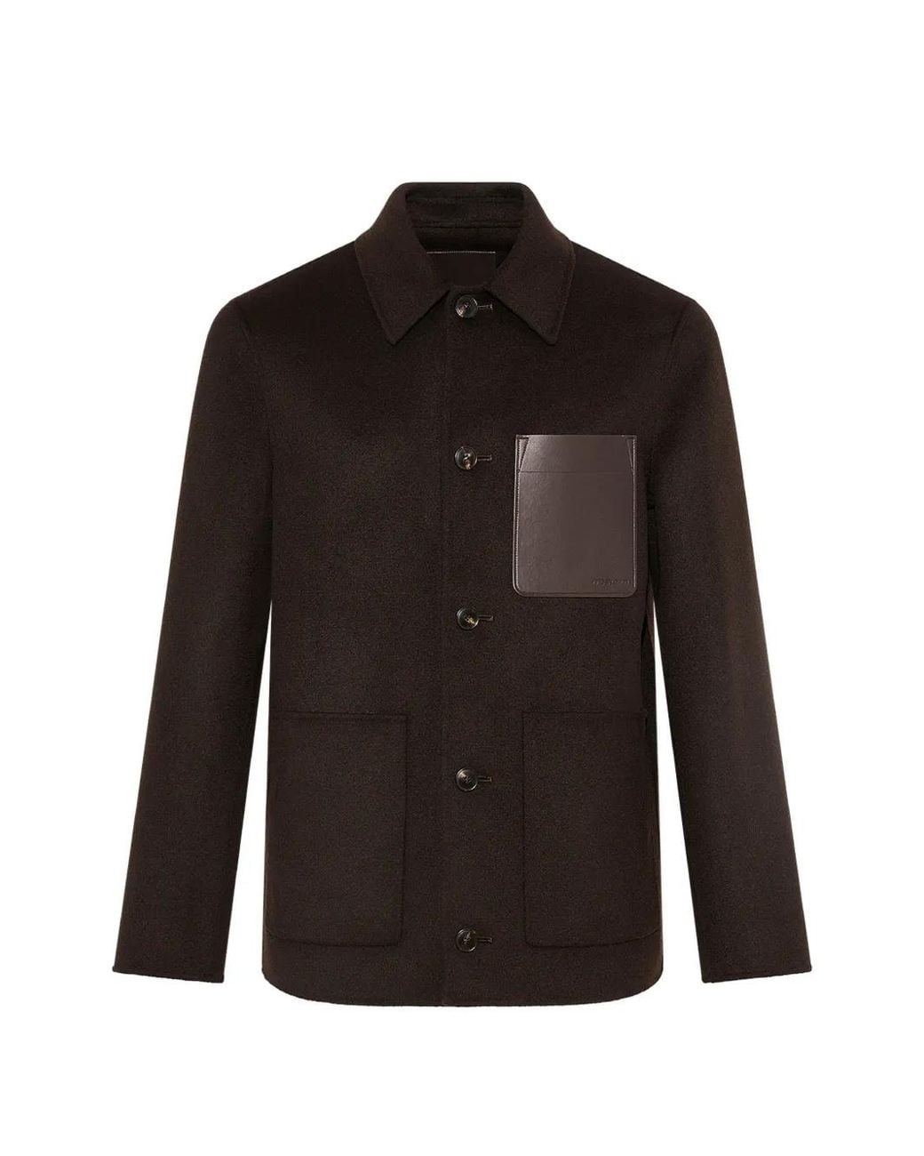 Yves Salomon Black Calf Leather-Patch Jacket for men