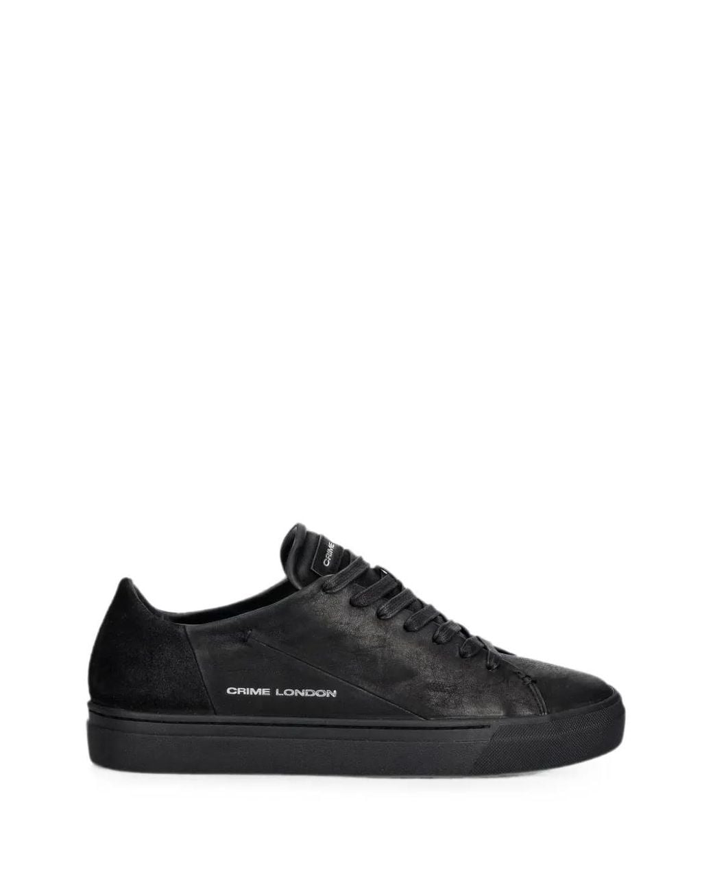 Crime London Black Logo-Print Panelled Sneakers for men