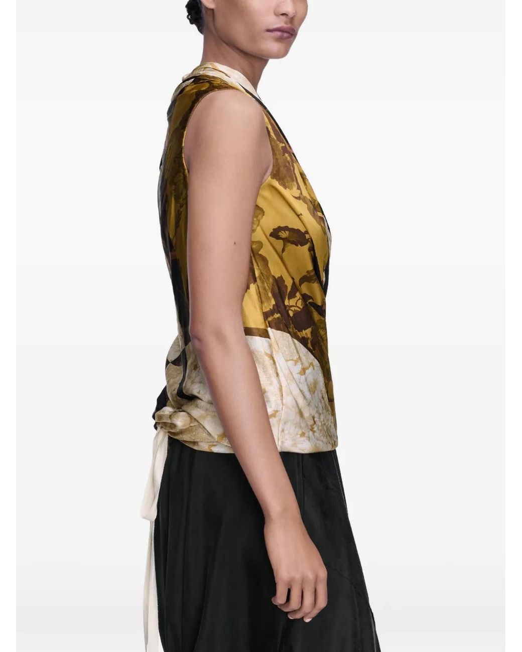 Maison Margiela Yellow Draped Silk Top