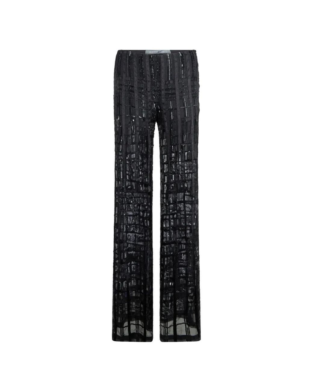 Alberta Ferretti Black Bead-Embellishment Silk Trousers