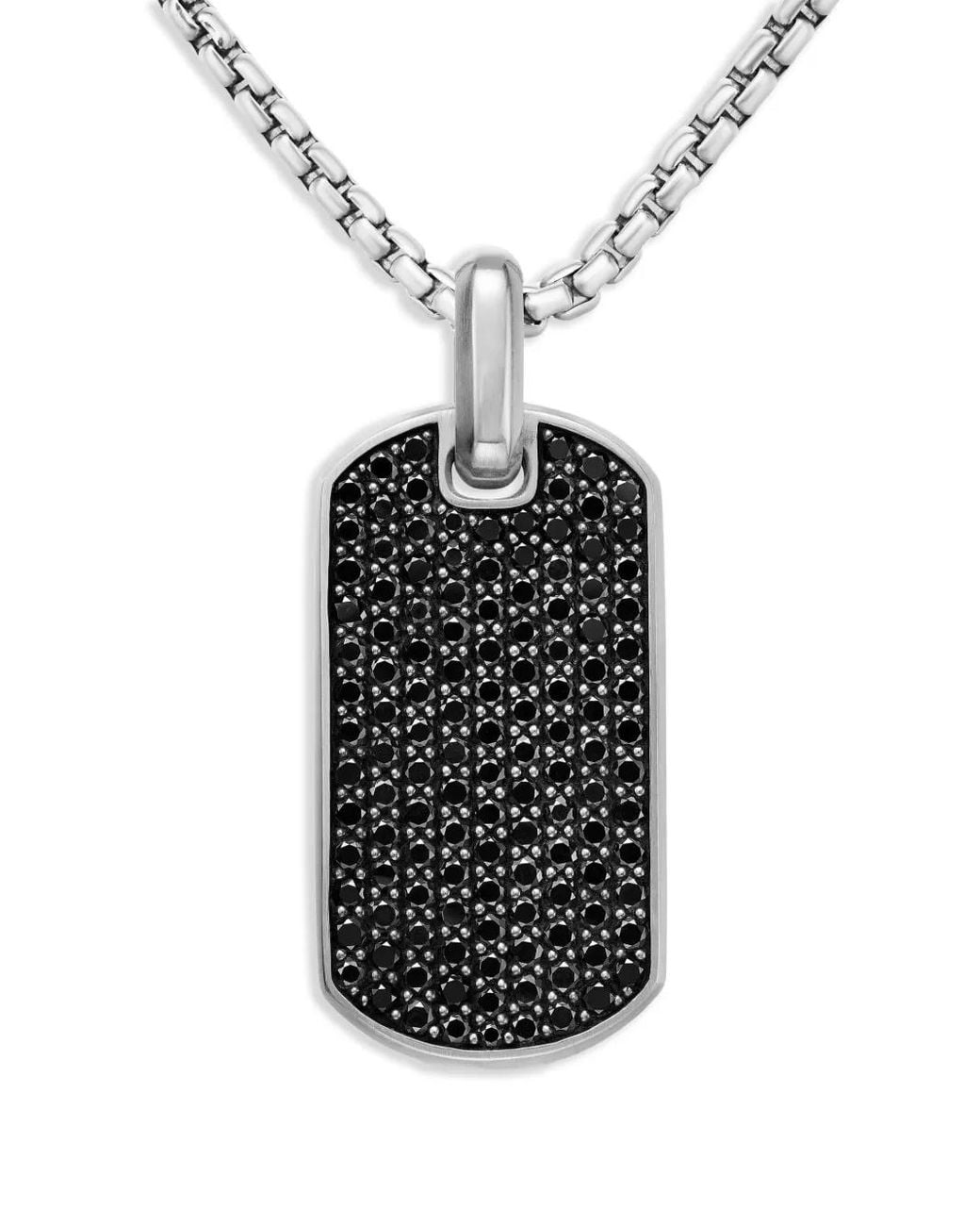 David Yurman Black Sterling Chevron Diamond Tag (35Mm) for men