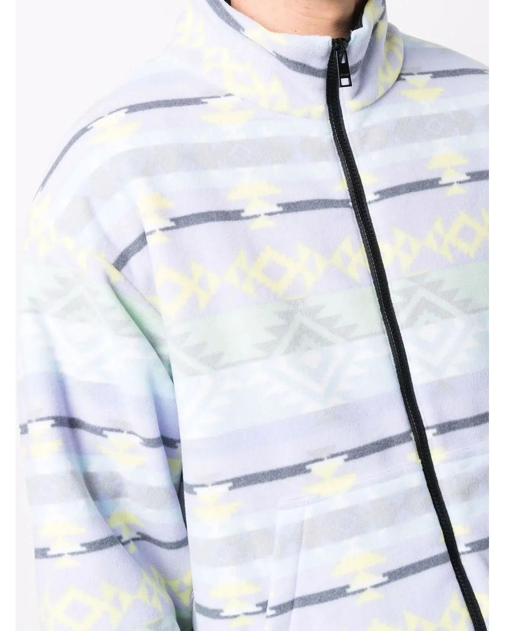 MSGM Blue Zip-Up Funnel Neck Jacket for men