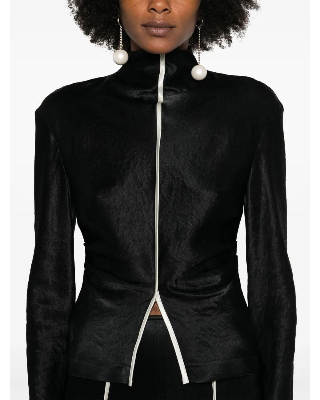 Nanushka Black High-Neck Draped Top