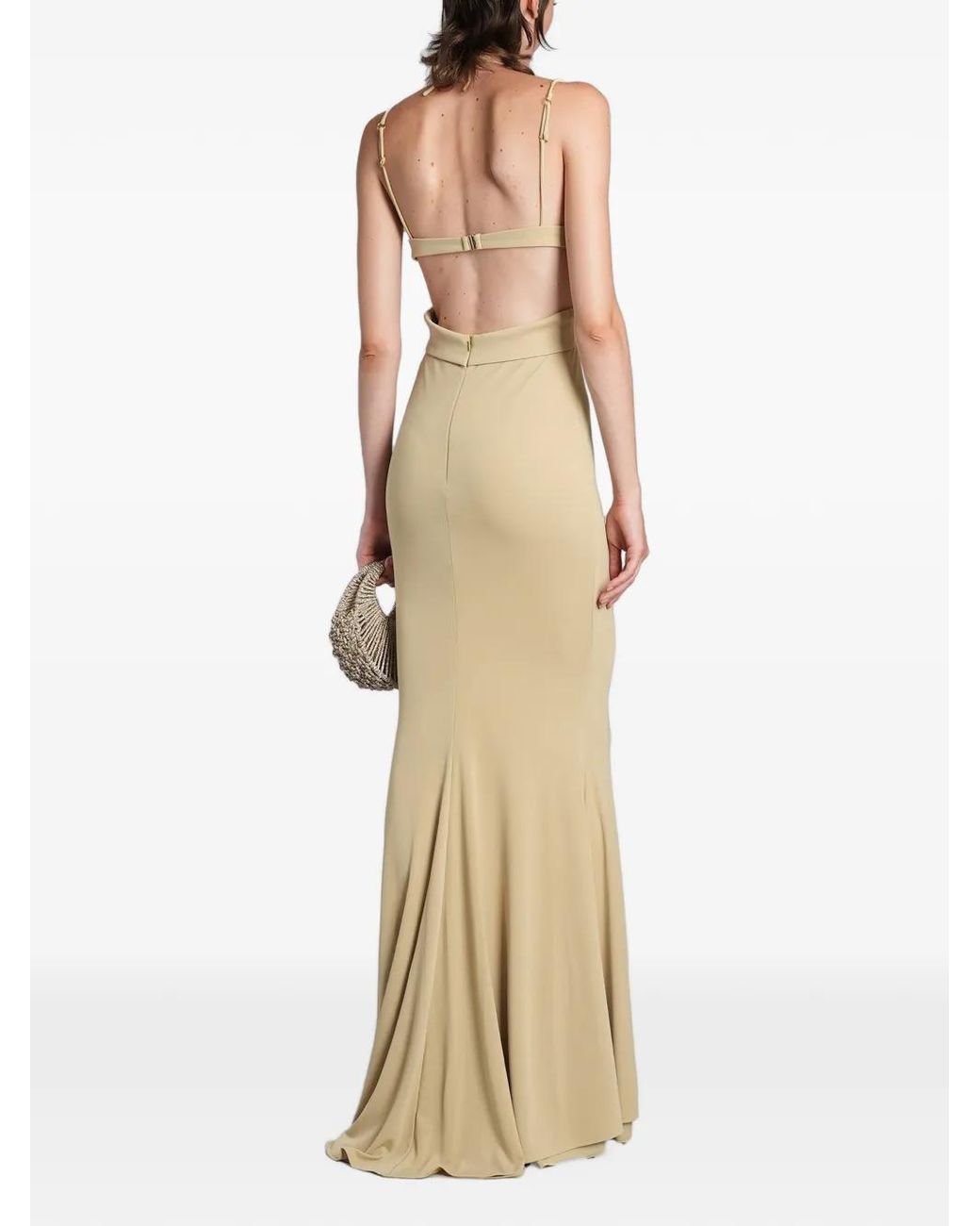 HIBOURAMA Natural Venere Crystal-Embellished Maxi Dress