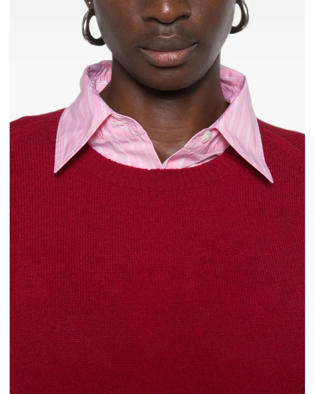Be You Red Crew-Neck Side-Slit Sweater