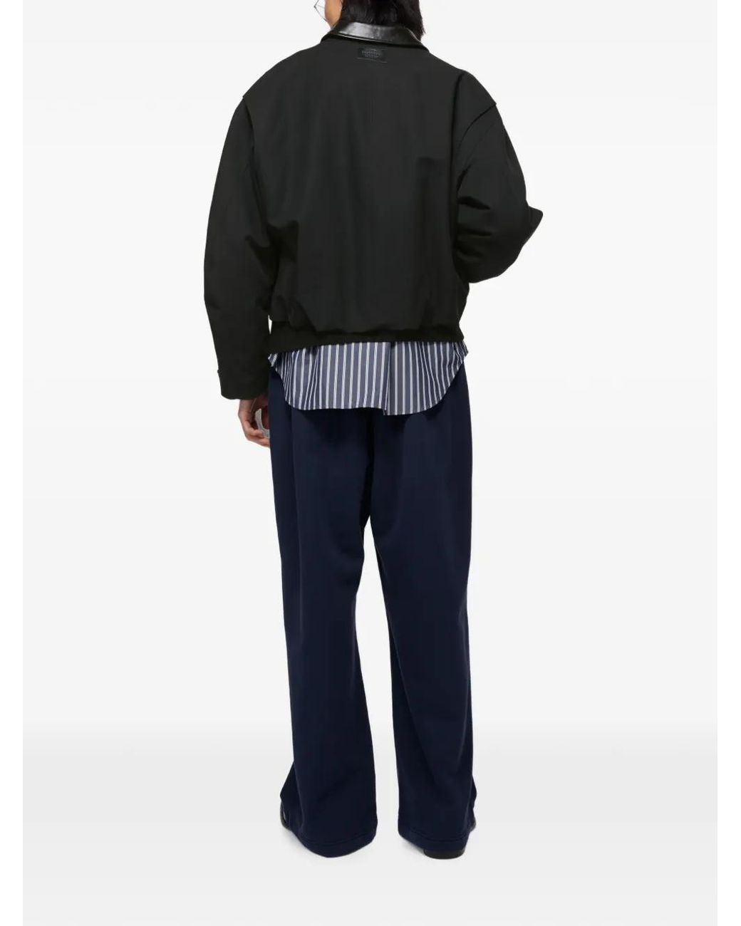 Acne Black Bomber With Leather Collar for men