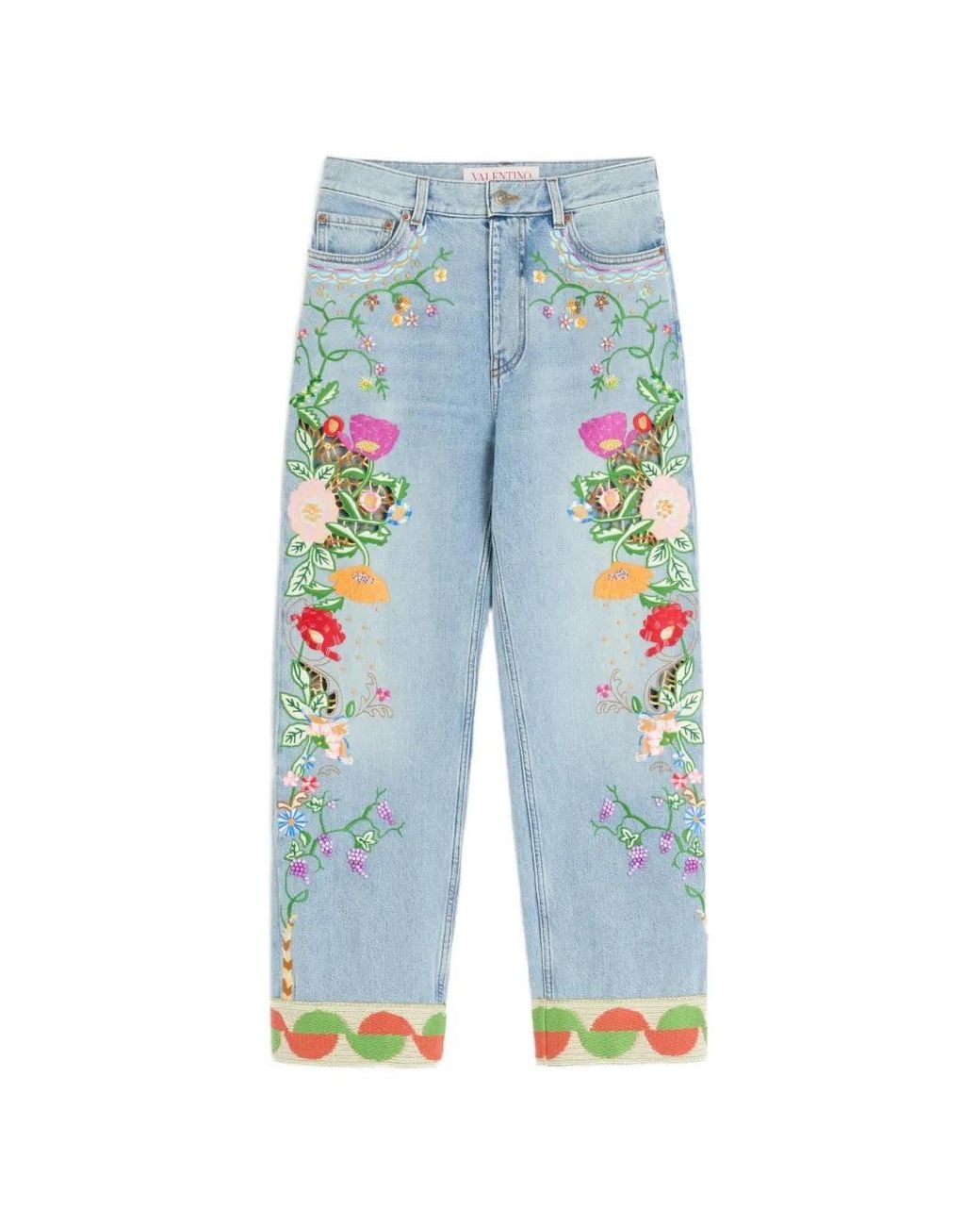 Valentino Garavani Blue Embroidered Jeans